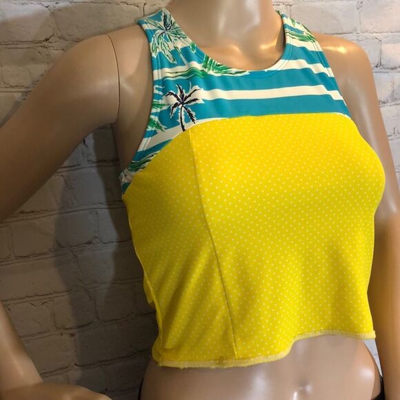 Lime Ricki Girls Tropical Colorblock Tankini M - Picture 5 of 16